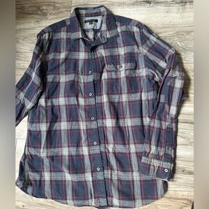 Banana Republic Men's Luxe Flannel Slim Fit Plaid Shirt - Blue and Red Size L